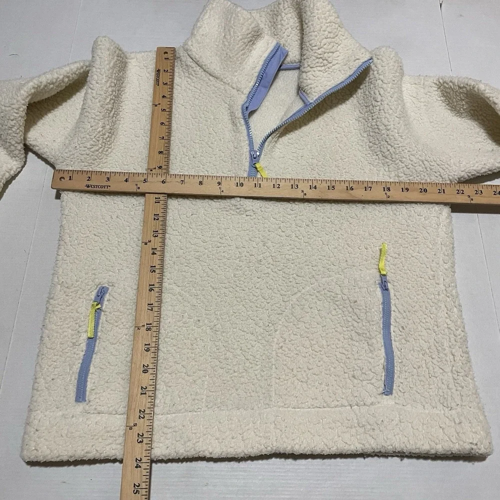J.Crew Vintage Fleece 1/4 Zip Pullover Sherpa Cream Y2K Womens Small Sweater